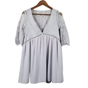 Tobi Lace Top Mini Dress Deep V Cocktail Date - S